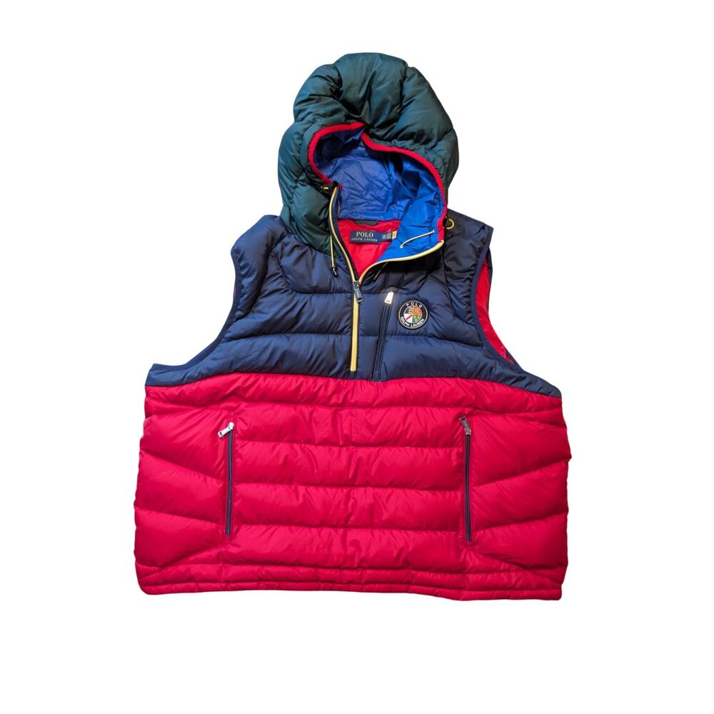 Polo Ralph Lauren Men's Big Crest Cookie Patch Hooded Down Puffer Vest 2XB